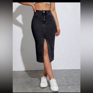 Split high thigh denim skirt